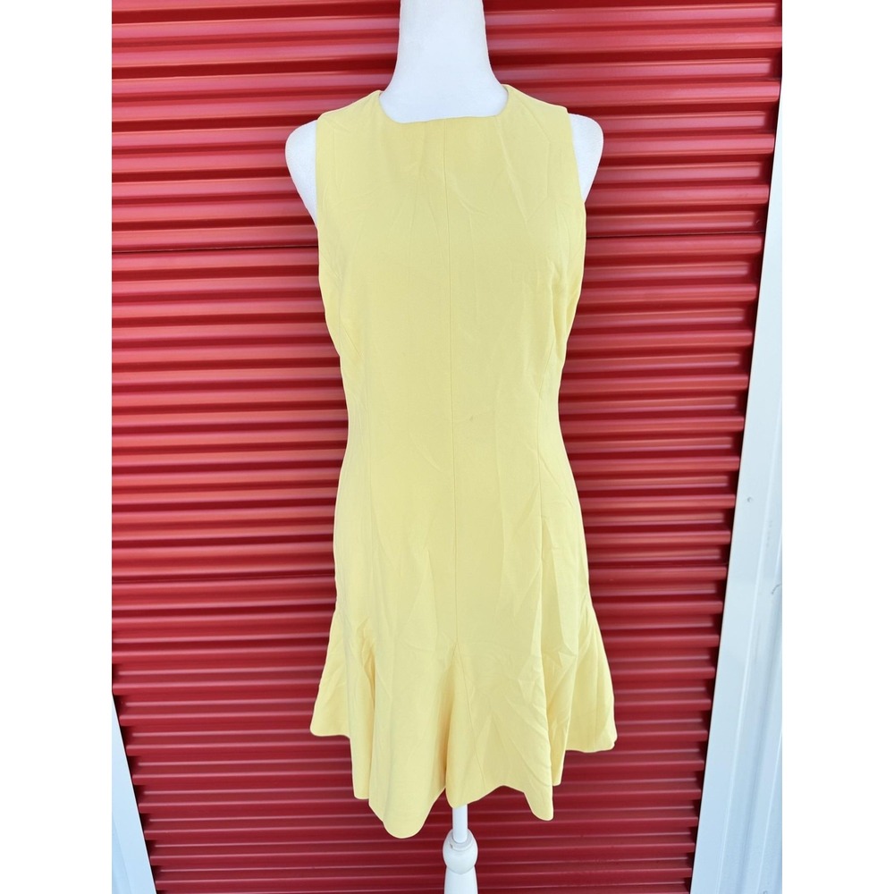 Alice + Olivia Dress Womens 8 Yellow Sleeveless Fit & Flare Ruffle Hem Mini
